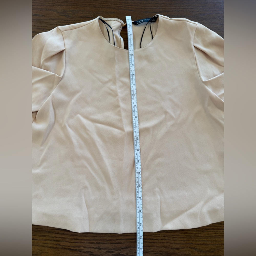 Zara Beige Short Sleeve Blouse - Picture 4 of 5